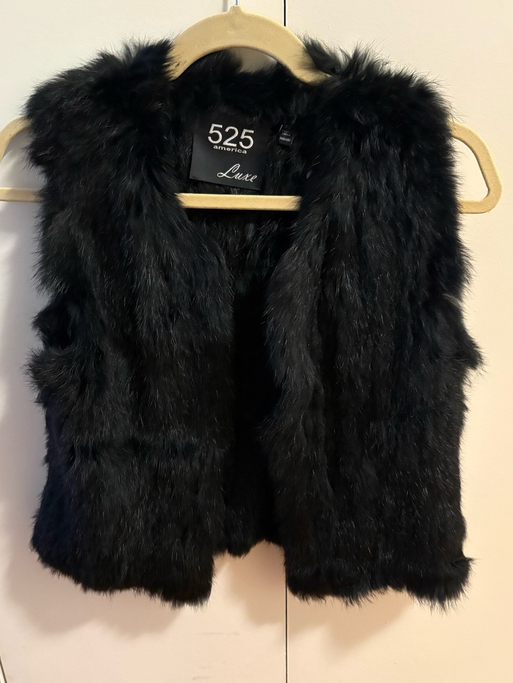 525 America Luxe Black Real Fur Vest size xs new without tags